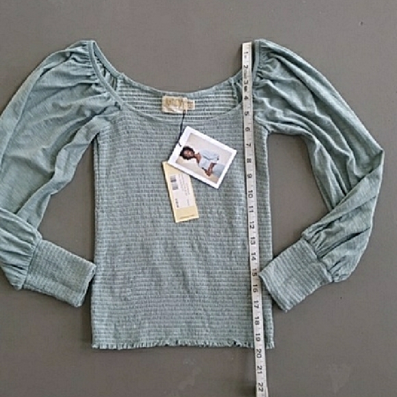 Nation LTD Iona Renaissance Puff Sleeve Tee in Dusty Blue NWT Size XS - Picture 6 of 9